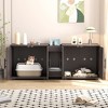 Double Cat Litter Box Enclosure – Hidden Wooden Cat House with Storage, Ventilated Odor Control - 2 of 4