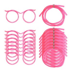 Unique Bargains Reusable Plastic Creative Eyeglasses Straws for Fun Parties 8 Pcs - 1 of 4