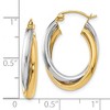 Black Bow Jewelry 4mm Polished Crossover Oval Hoop Earrings in 14k Two Tone Gold, 22mm - 4 of 4