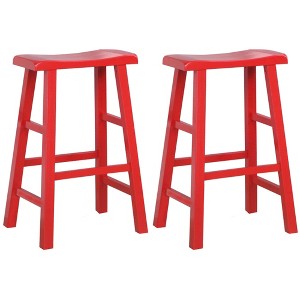 eHemco Heavy-Duty Solid Wood Saddle Seat Kitchen Counter Barstools, 29 Inches, Set of 2 - 1 of 4