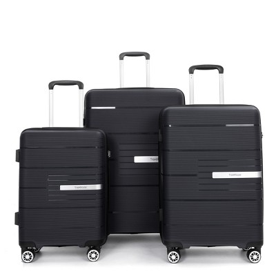 FURNIinspire Bag and Luggage Sets 3 Piece Travel Suitcase Set with Spinner Wheels, Stylish Lightweight Carry On Luggage, Black, 18.9"*11.77"*28.94"