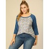 Agnes Orinda Women's Plus Size Round Neck 3/4 Raglan Sleeves Floral Printed Dressy Casual Peasant Tops - 2 of 4