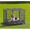 Heavy Duty Dog Crate, Strong Metal Cage Kennel with Double Door, Lockable Wheels & Removable Tray for Medium and Large Dogs - Nertpow - 3 of 4