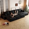 135" Cloud Plush Corduroy Modular Sleeper Sectional Sofa with Right Chaise and 3 Ottoman, Floor Design, No Assembly - 3 of 4