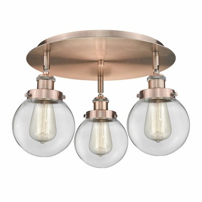 Beacon - 3 Light Flush Mount In Art Deco Style-9.63 Inches Tall and 17.75 Inches Wide