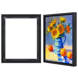 Americanflat 16x20 Canvas Floating Frame with Adhesive Strips Included - Vertical and Horizontal Floating Frame for Artwork - Black - 1 of 4