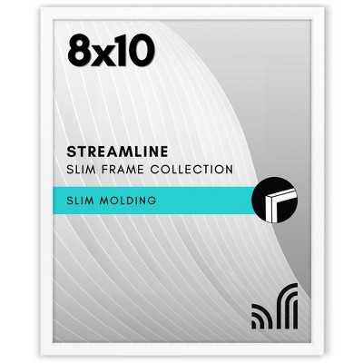 Americanflat 8x10 Picture Frame - Streamline Collection - Thin Border Photo Frame Hanging Hardware and Easel Stand Included - White