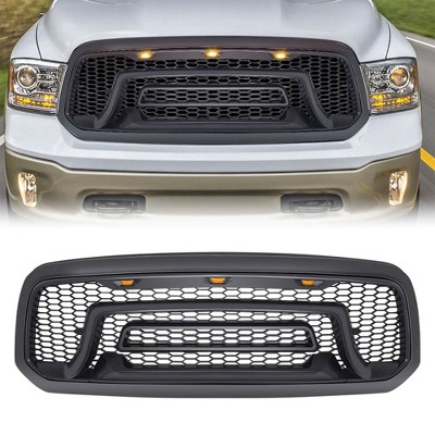 AMERICAN MODIFIED Grille Heavy Duty Front Grille Cover with Amber LED Lights Compatible with 2013-2018 Dodge Ram 1500 Truck