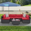 FIONECA PE Wicker Outdoor Furniture Set with Tempered Glass Coffee Table - 2 of 4