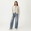 Anna-Kaci Women's Soft Knit Button Front Cropped Cardigan with Ribbed Trim Details and Relaxed Long Sleeves - 3 of 4