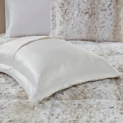 Twin Snow Leopard Faux Fur Comforter Set