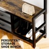HDZNVF Wide Hall Tree with 2 Movable Drawers, Shoe Storage, Shelves and Garment Racks, Rustic Brown - 3 of 4