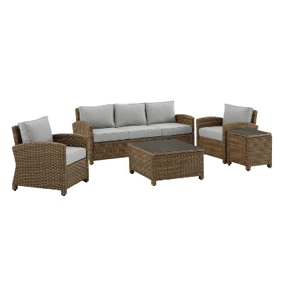 Bradenton 5-Piece Gray and Brown Outdoor Wicker Sofa Set