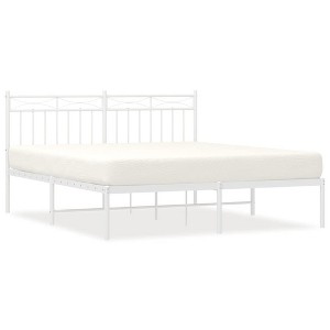 vidaXL Queen Metal Bed Frames with Headboard, Under Bed Storage, Noise Free, White, No Mattress - 1 of 4