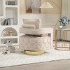 Swivel Accent Chair, Modern Velvet Armchair with Tufted Buttons, Pillow, 360° Rotating Side Chair for Living Room - 3 of 4