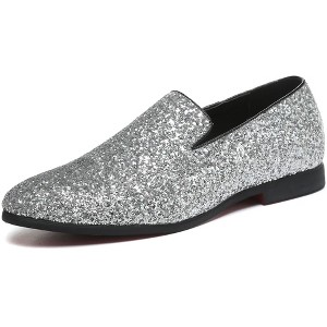 Santimon Mens Glitter Loafers Slip-On Dress Shoes – Sparkly Tuxedo & Suit Shoes for Weddings, Parties, and Formal Events - 1 of 4