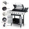 ELJGET 4/6 Burner Propane Gas Grill with Side Burner, 46,790 BTU Outdoor BBQ Grill with Porcelain-Enameled Cast Iron Grates & Steak Plate - 3 of 4
