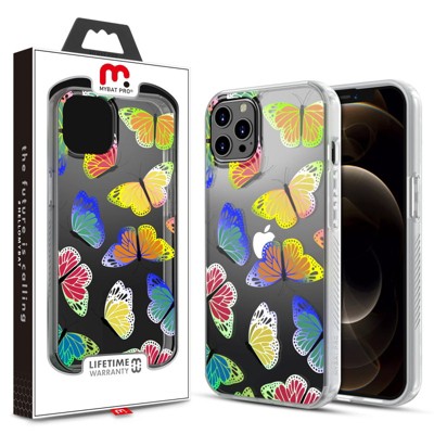 MyBat Pro Mood Series Case for Apple iPhone 12 Pro Max (6.7) - Neon Butterfies