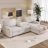 VYNXARIA U_STYLE Upholstery Sleeper Sectional Sofa with Storage Space, USB port, 2 cup holders on Back Cushions,Beige - 2 of 4