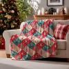 Lomsoe Christmas Flannel Blanket Throw, Pink Green Buffalo Plaid Soft Cozy Blankets for Couch Sofa Bed Lounging. - 2 of 4