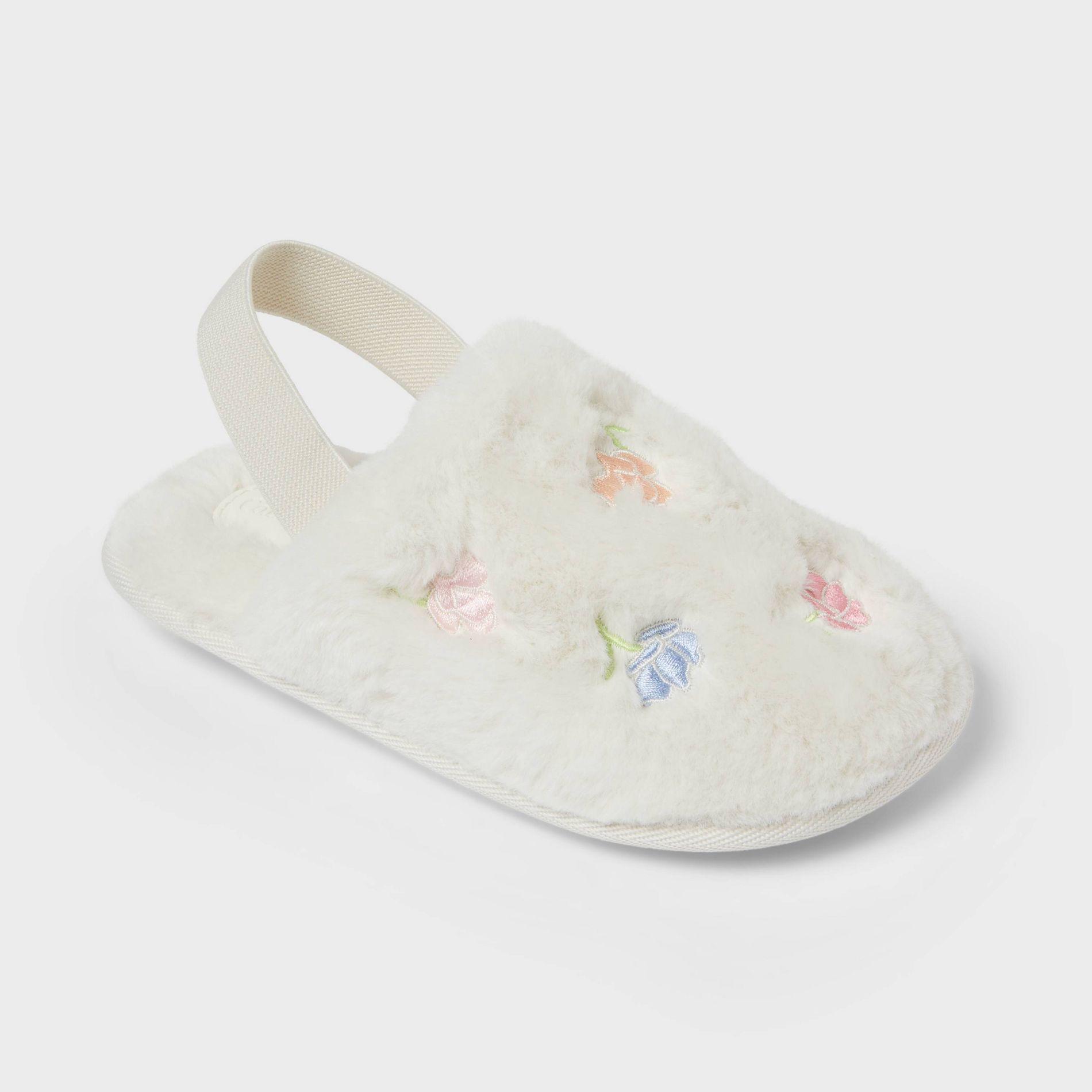 Toddler Embroidered Flower Slippers - Cat & Jack™ Ivory