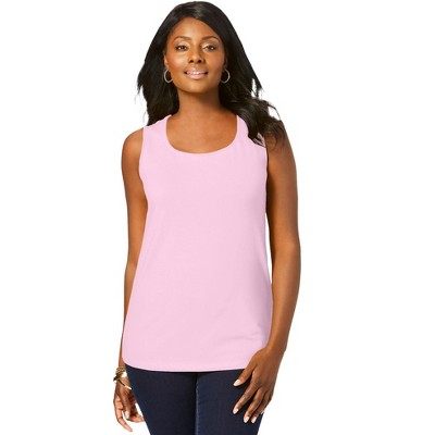 Jessica London Stretch Cotton Horseshoe Neck Tank