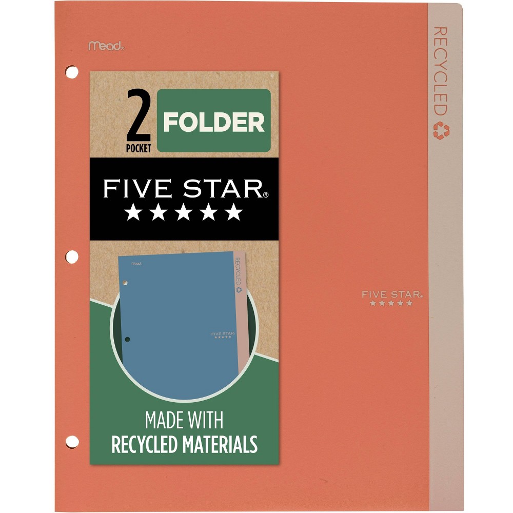 (60 of pack )Five Star 2 Pocket Plastic Folder Recycled Plastic Zion Clay