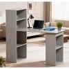 47.25" Wood Computer Desk with 6 Open Shelves, Compact Writing Table for Home Office or Study Room-3irtyhousy - 2 of 4