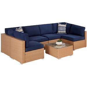 Best Choice Products 7-Piece Outdoor Modular Patio Conversation Furniture, Wicker Sectional Set - 1 of 4