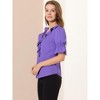 INSPIRE CHIC Women's Ruffle V Neck Puff Sleeve Summer Casual Chiffon Peasant Top - 4 of 4