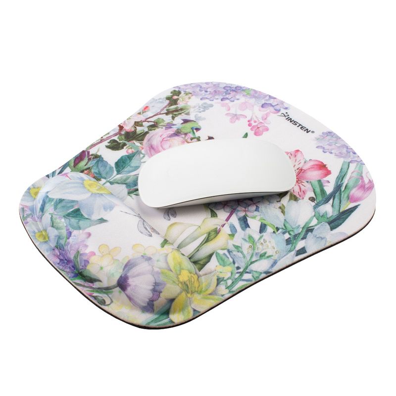 Insten Floral Mouse Pad with Wrist Support and Keyboard Wrist Rest, Ergonomic, Easy Typing, Memory Foam For Gaming Office, Trapezoid S, 3 of 10