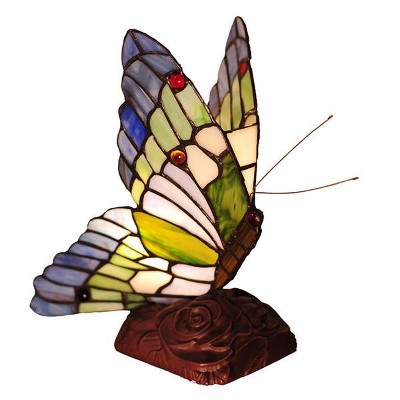 Chloe Lighting Kacy 3 Tiffany-style 1 Light Butterfly Accent Table Lamp 10" Tall