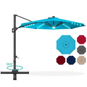 Best Choice Products 10ft 360-Degree Solar LED Lit Cantilever Patio Umbrella, Outdoor Hanging Shade - 1 of 4