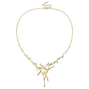 14K Gold Plated Contemporary Statement Necklace with Cubic Zirconia Sticks – A Modern and Elegant Design Featuring Sparkling Accents for a Bold Look - 1 of 2