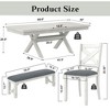 VECELO Rustic 6-Piece Extendable Dining Table Set, Rubber Wood Table with 4 Armless Upholstered Dining Chairs and Bench for Kitchen, Gray - 3 of 4