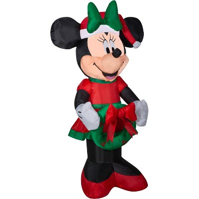 Gemmy Christmas Airblown Inflatable Inflatable Minnie Mouse with Green Bow, 3.5 ft Tall, Black