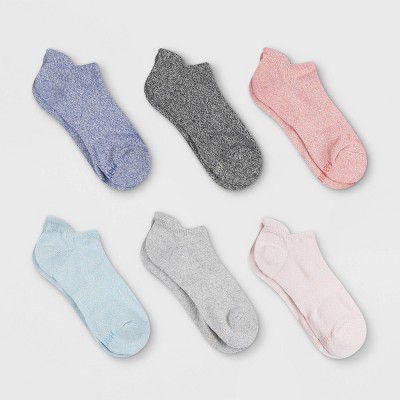 Hanes Pure Comfort Women's Organic Cotton Marled 6pk No Show Tab Casual Socks - Assorted Colors 5-9