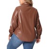 Agnes Orinda Women's Plus Size Faux Leather Long Sleeves Button Motorcycle Biker Moto Button Down Shirts - 4 of 4