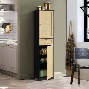 USIKEY Tall Bathroom Storage Cabinet, Bathroom Cabinet with 2 Doors & 1 Drawer, Storage Cabinet with Adjustable Shelves, for Bathroom, Living Room - 1 of 4