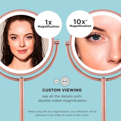 Rose Gold LED Lighted Double-Sided Magnifying Makeup Mirror