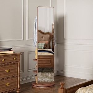 NicBex 360° Rotating Full Length Mirror for Bedroom,Floor Mirror with Hook Storage Rack Coat Rack,Full Body Mirror for Living Room,Cloakroom - 1 of 4