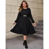 Coolmee Women Plus Size Fall Dresses Crew Neck Long Sleeve Flowy Casual Ribbed Knit Sweater Dress with Belt - 2 of 4
