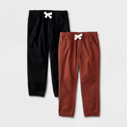 Toddler Boys' 2pk Woven Pull-On Jogger Pants - Cat & Jack™ Dark Brown/Black  12M