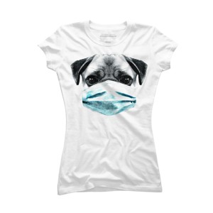 Junior's Design By Humans Masked Pug By clingcling T-Shirt - 1 of 3