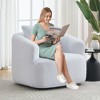 Lyngins Square Swivel Accent Chairs with Pillow and Armrest,Upholstered Swivel Reading Chairs,Teddy Sofa Chairs for Bedroom,Living Room - 2 of 4