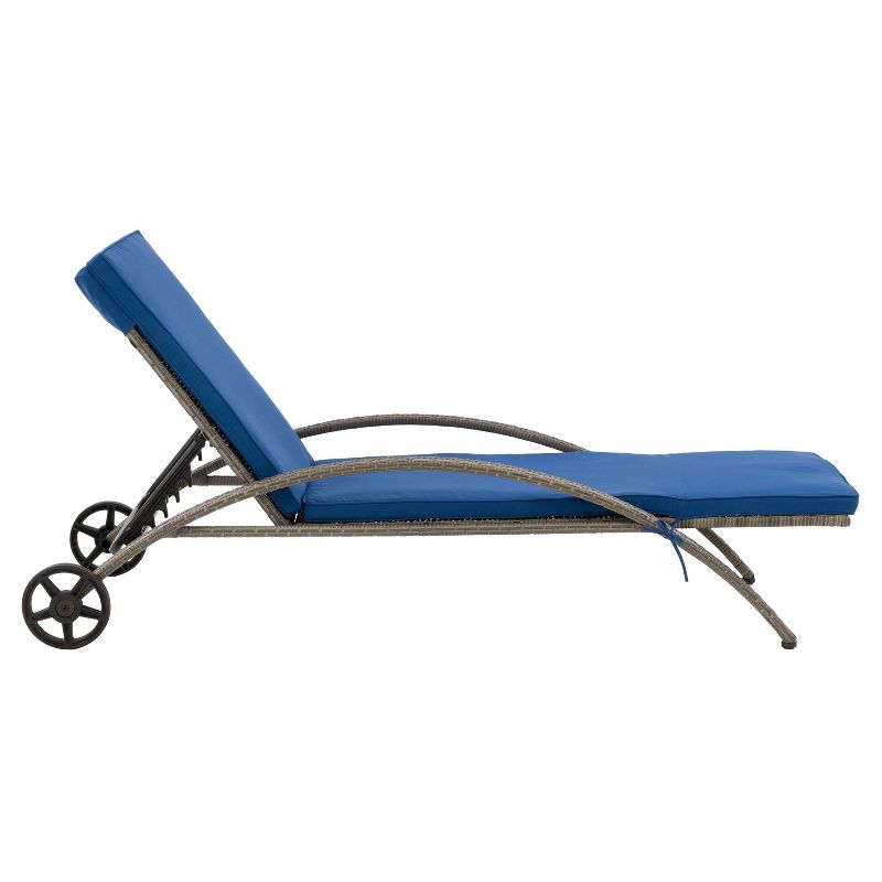 Patio Sun Lounger with Cushions - Gray/Blue - CorLiving, 5 of 12