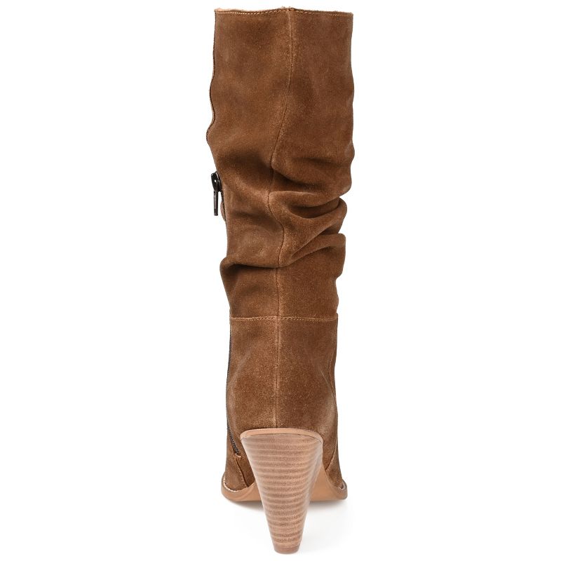 Journee Signature Womens Genuine Leather Syrinn Almond Toe Inside Zip Mid Calf Boots, 4 of 11
