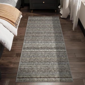 Modern Washable Rug, Foldable Plush-Soft Thin Carpet with Non-Slip Grid Backing, Geometric Print, Stain-Resistant, Easy Clean, Machine-Washable - 1 of 4