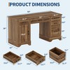 Garvee 58" Fluted Executive Desk, Home Office Desk with Keyboard Tray, 5 Embossed Texture Drawers & Storage Cabinet, Farmhouse Desk for Home Office - 2 of 4