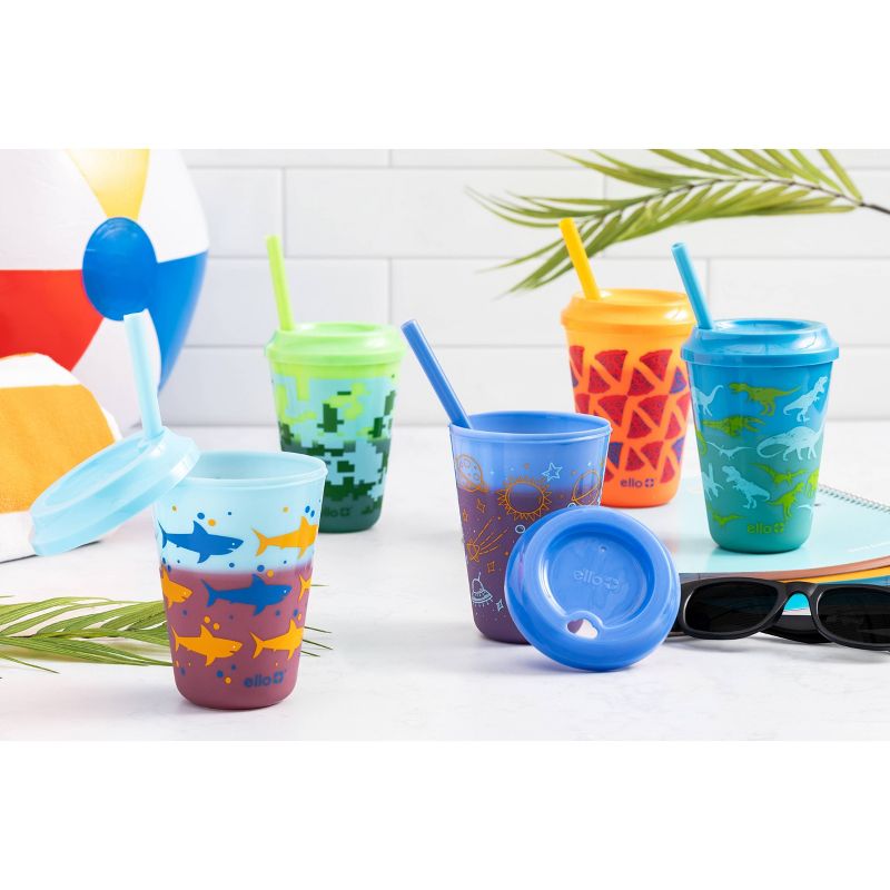 Ello 12oz 4pk Plastic Chameleon Color Changing Cups with Twist on Lids, 4 of 5